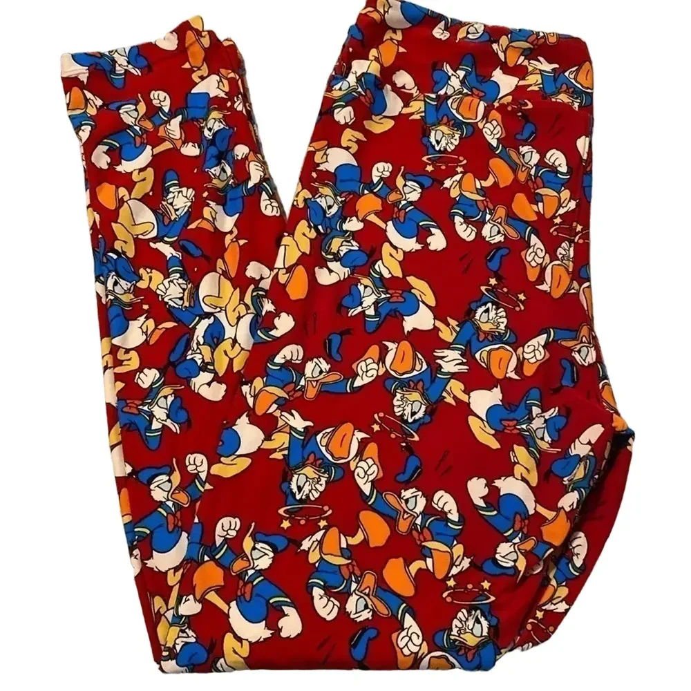 Disney LuLaRoe Donald Duck Leggings TC Tall Curvy Soft Character Blue Red